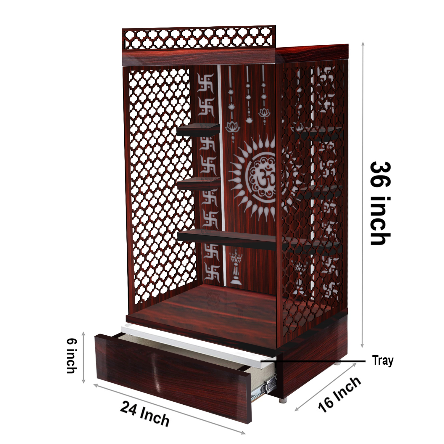 The Temple hub Wooden Temple |Brown Mandir With LED Light Puja Mandir For Home & Office Decor - Image 3