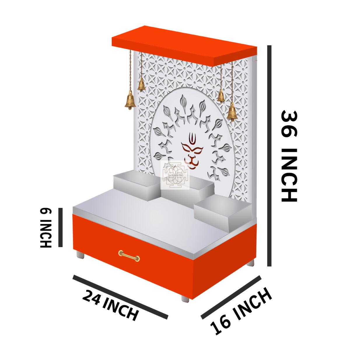 The Temple hub Wooden Temple | Orange Mandir With LED Light Puja Mandir For Home & Office Decor - Image 4