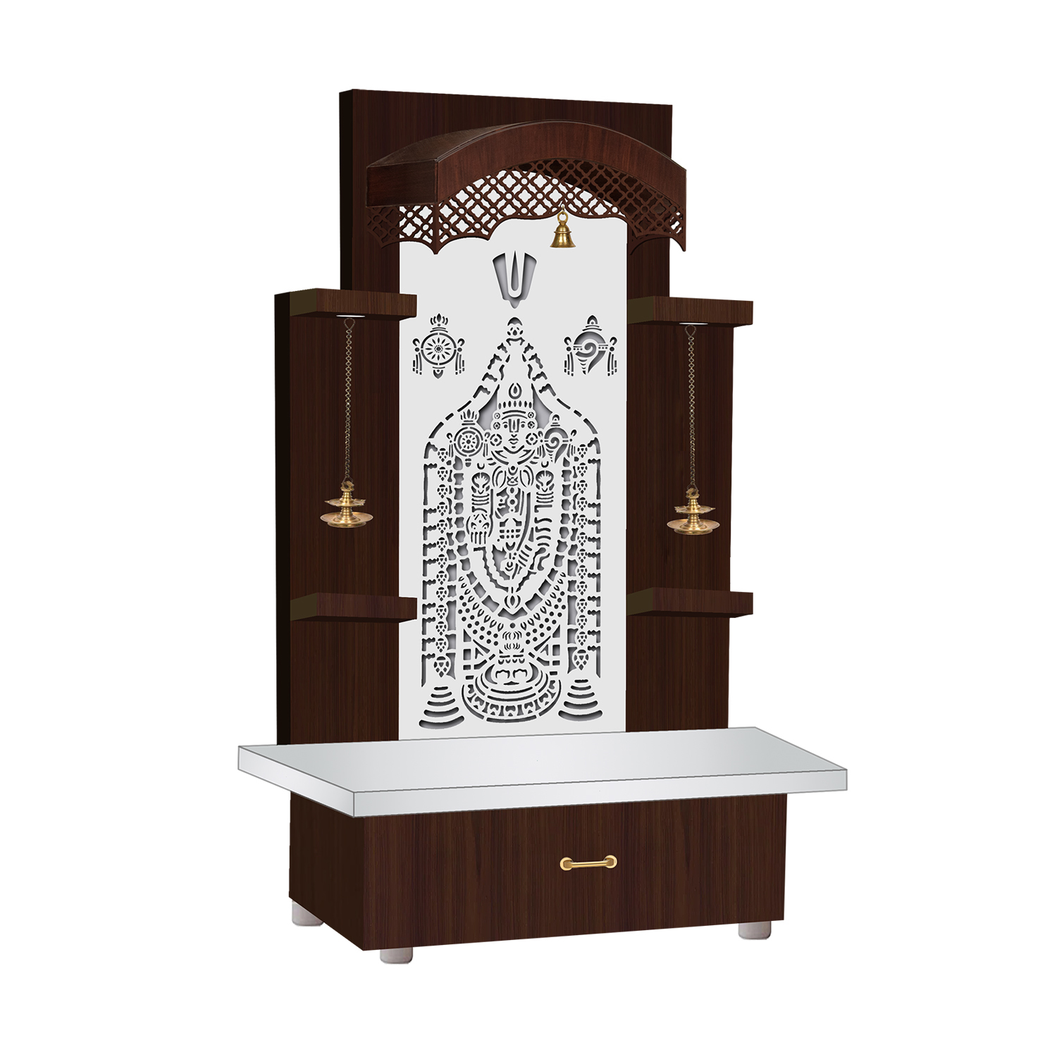 The Temple hub Wooden Temple | Brown Mandir With LED Light Puja Mandir For Home & Office Decor (Copy) - Image 2