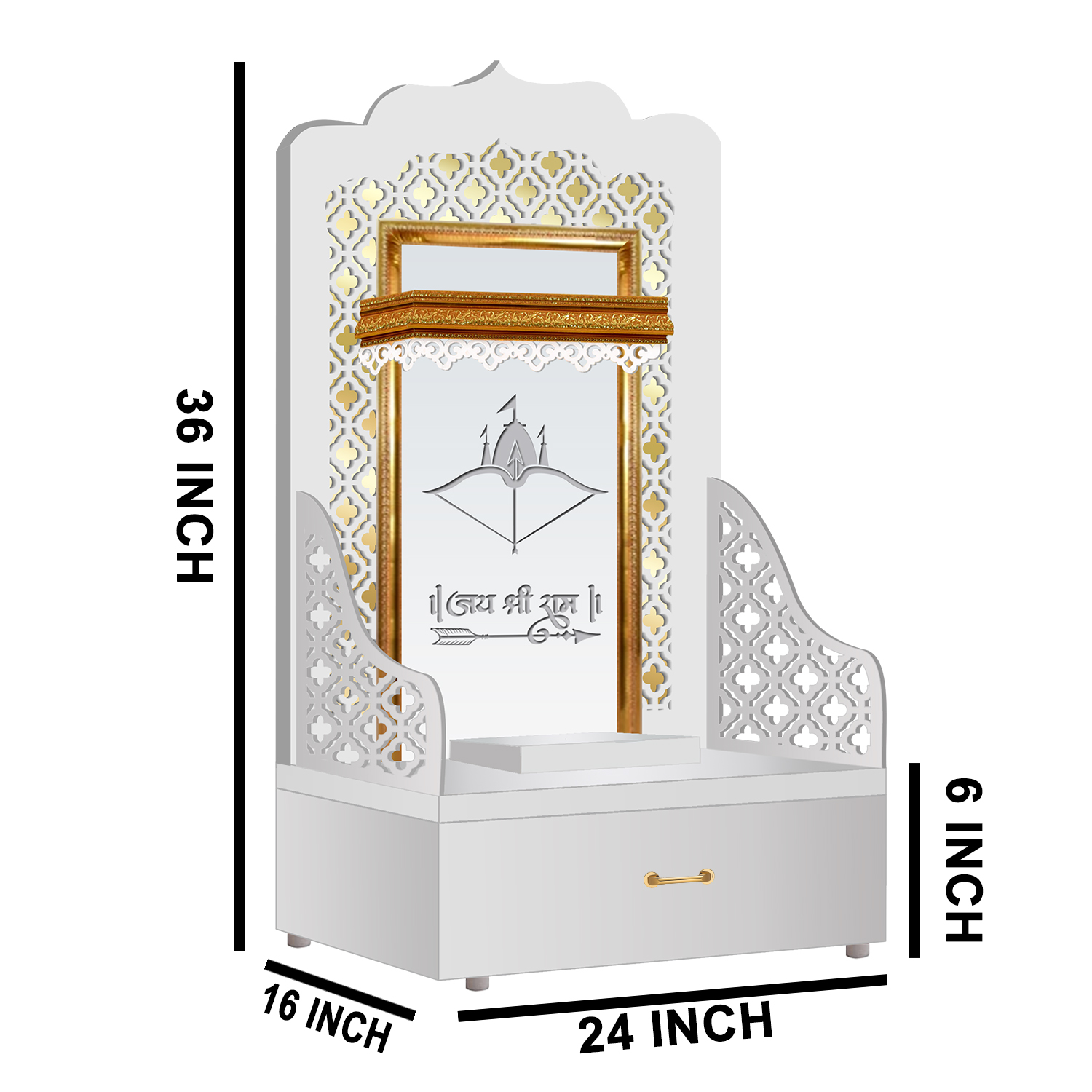 The Temple hub Wooden Temple | White Mandir With LED Light Puja Mandir For Home & Office Decor - Image 5