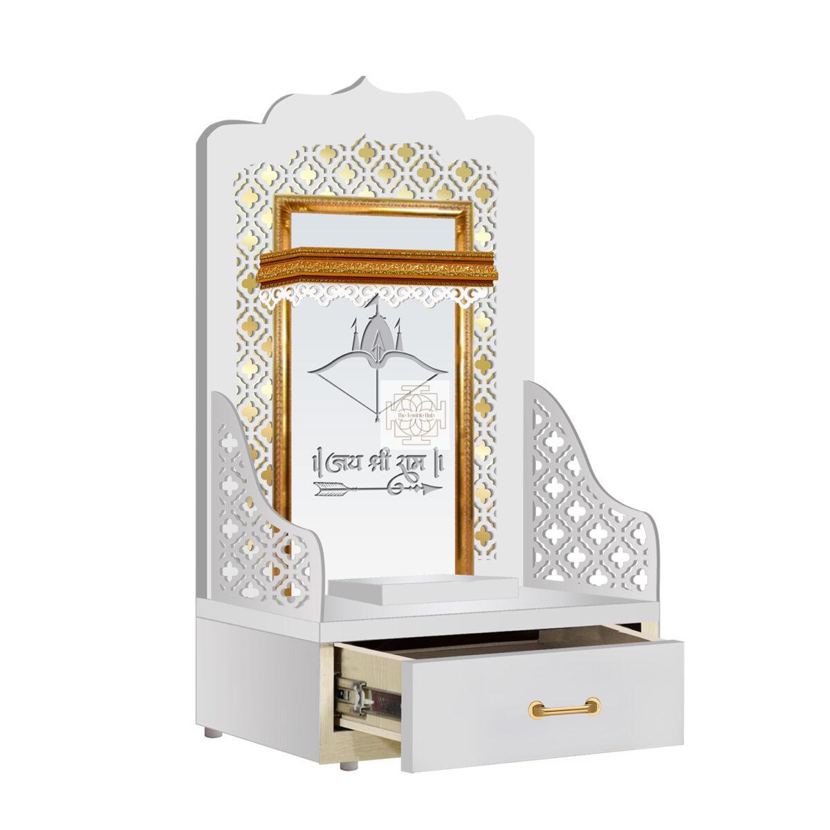 The Temple hub Wooden Temple | White Mandir With LED Light Puja Mandir For Home & Office Decor - Image 3
