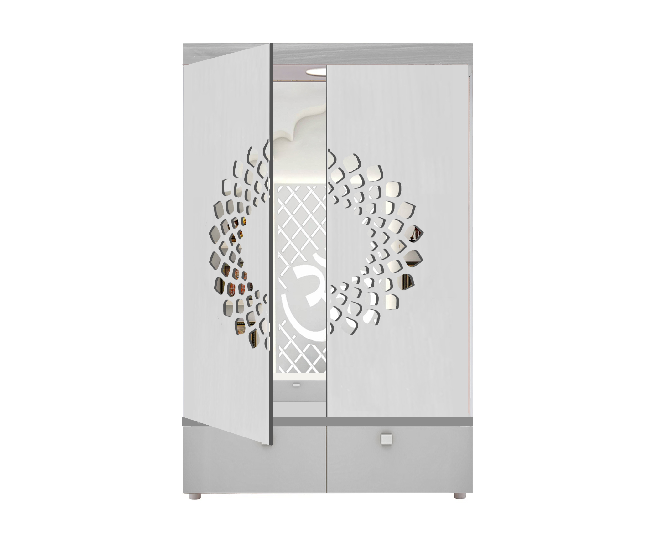 The Temple hub Wooden Temple | White Door Mandir With LED Light Puja Mandir For Home & Office Decor - Image 4