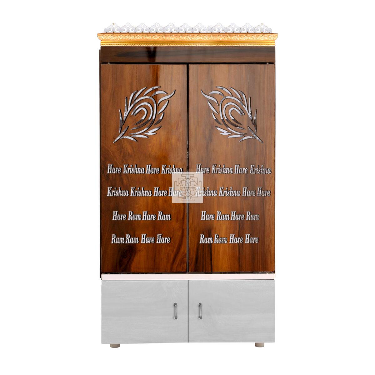 The Temple hub Wooden Temple | Brown Door Mandir With LED Light Puja Mandir For Home & Office Decor - Image 7