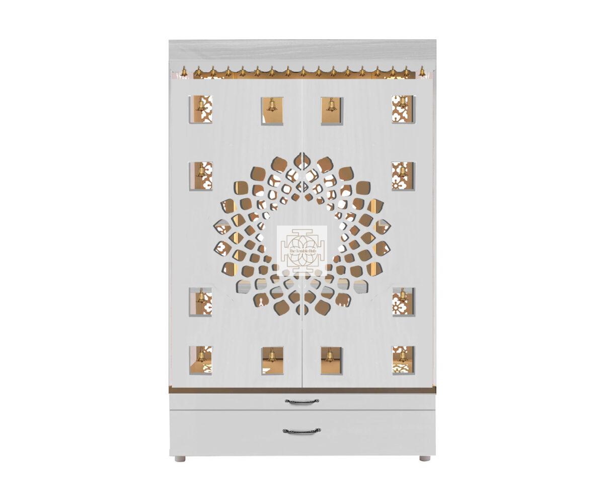The Temple hub Wooden Temple | White Door Mandir With LED Light Puja Mandir For Home & Office Decor - Image 2
