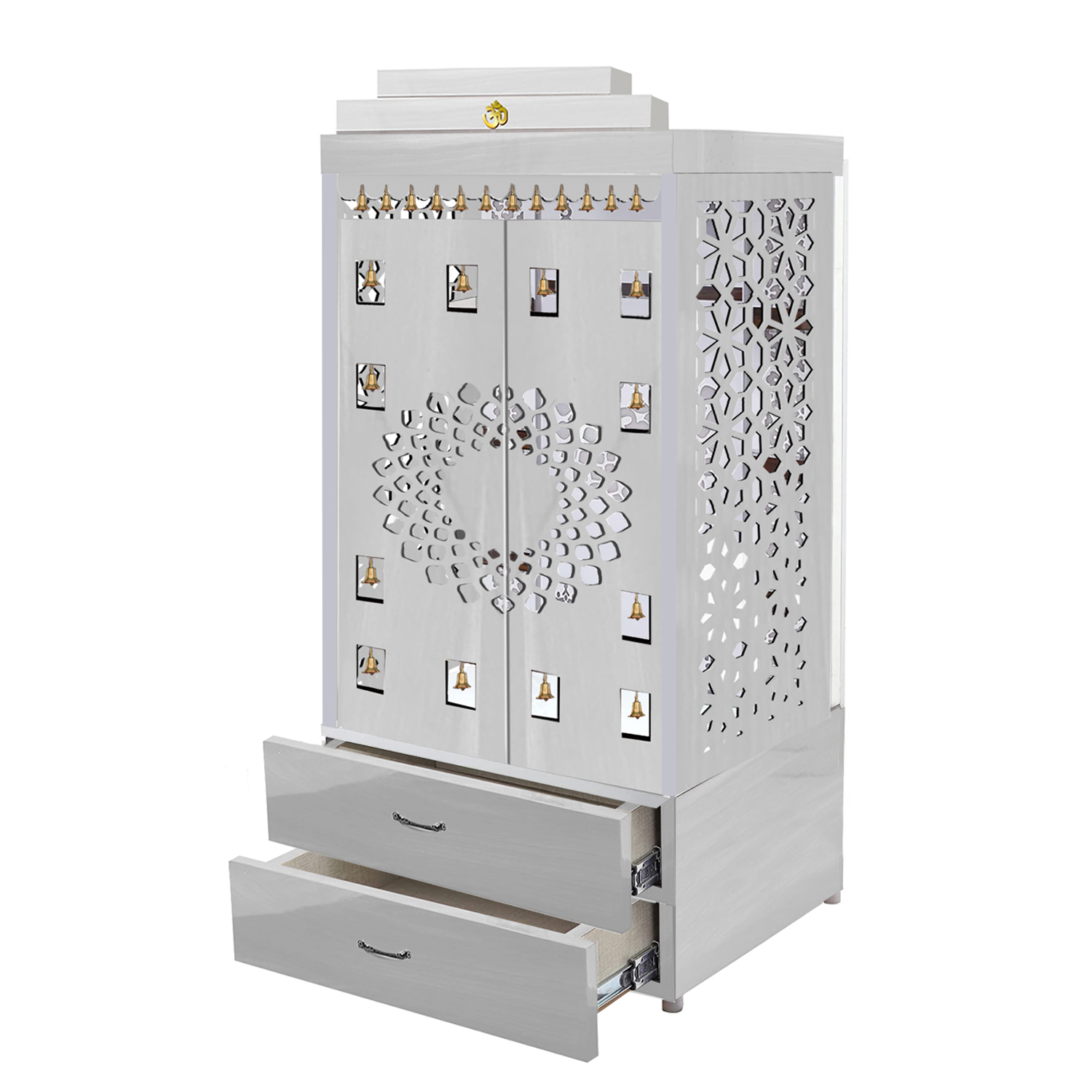 The Temple hub Wooden Temple | White Door Mandir With LED Light Puja Mandir For Home & Office Decor - Image 4