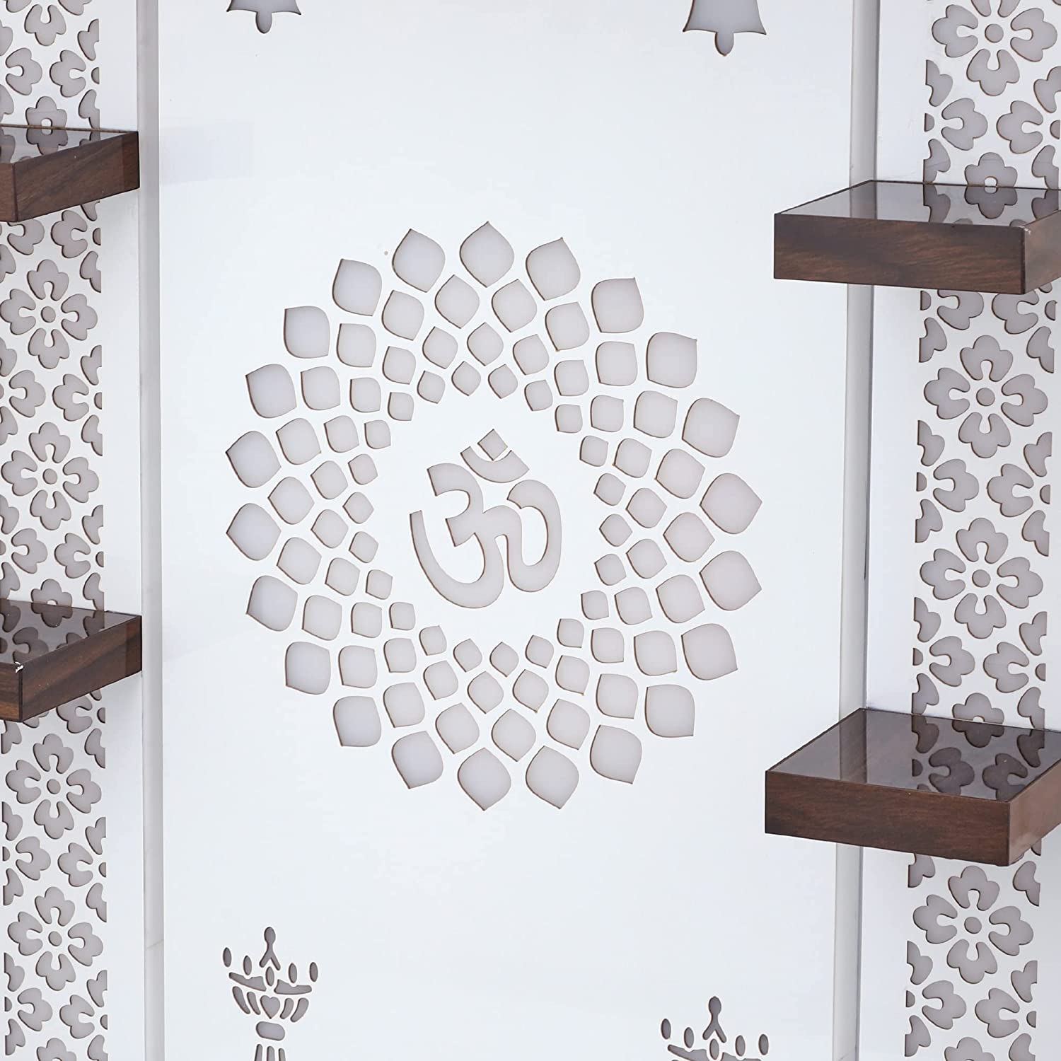 The Temple hub Wooden Temple | White Mandir With LED Light Puja Mandir For Home & Office Decor - Image 4