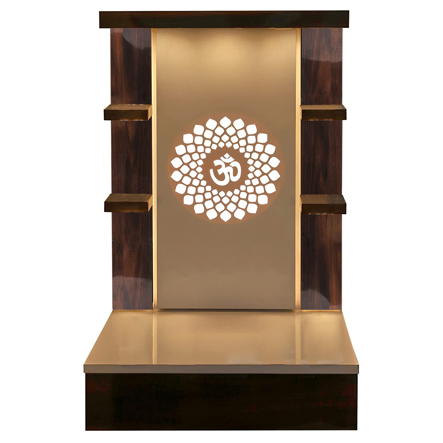 The Temple hub Wooden Temple | Brown Mandir With LED Light Puja Mandir For Home & Office Decor