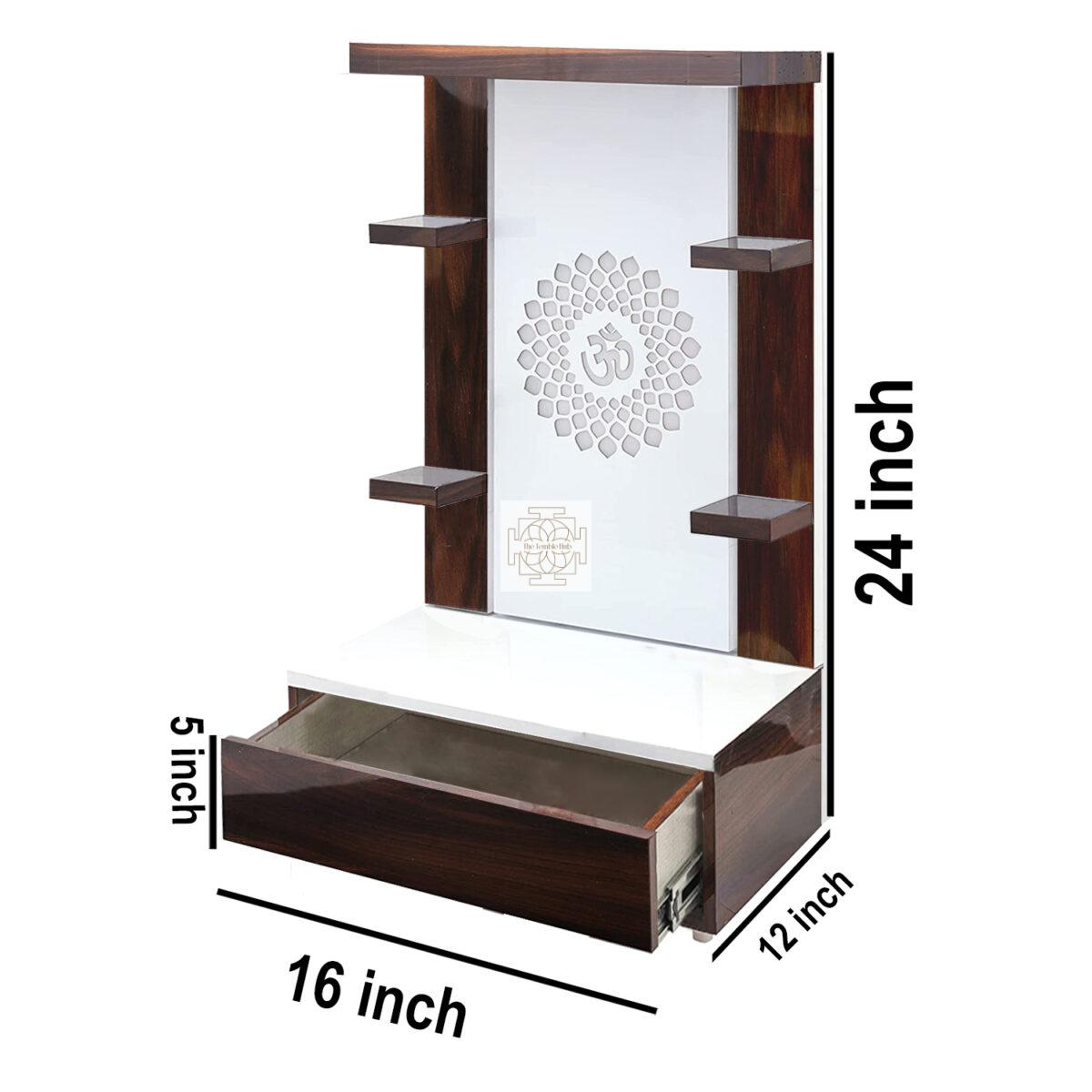 The Temple hub Wooden Temple | Brown Mandir With LED Light Puja Mandir For Home & Office Decor - Image 3