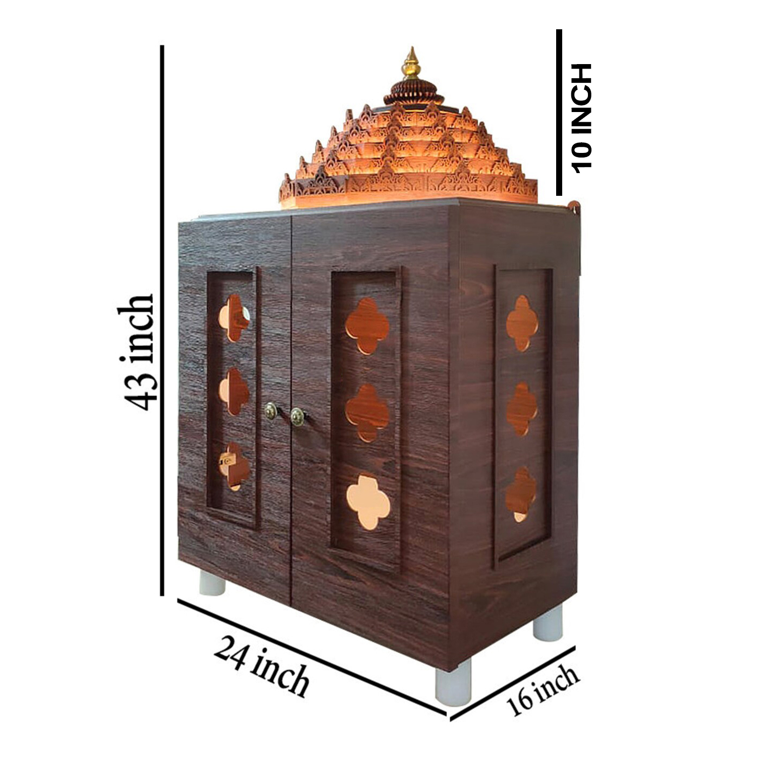 The Temple hub Wooden Temple | Brown Door Mandir With LED Light Puja Mandir For Home & Office Decor (Copy) - Image 6