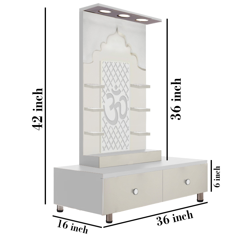 The Temple hub Wooden Temple | White Mandir With LED Light Puja Mandir For Home & Office Decor (Copy) - Image 6