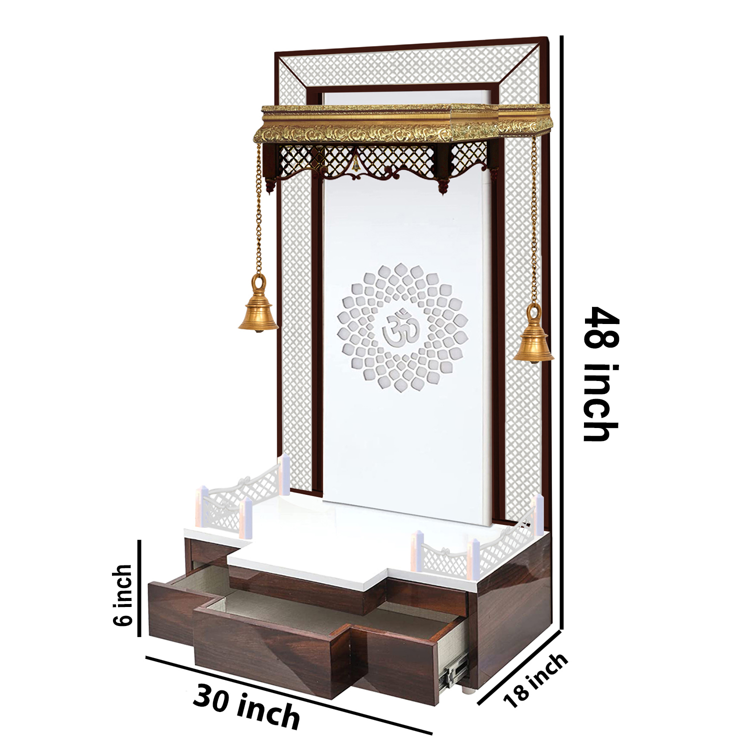 The Temple hub Wooden Temple | White Mandir With LED Light Puja Mandir For Home & Office Decor - Image 7