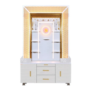 The Temple hub Wooden Temple | White Mandir With LED Light Puja Mandir For Home & Office Decor