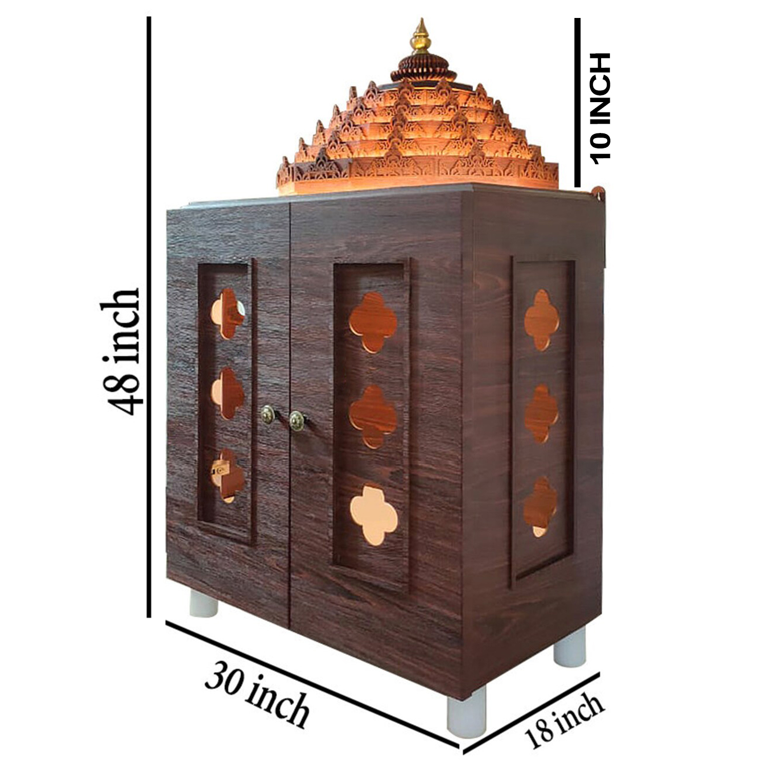 The Temple hub Wooden Temple | Brown Door Mandir With LED Light Puja Mandir For Home & Office Decor (Copy) - Image 7