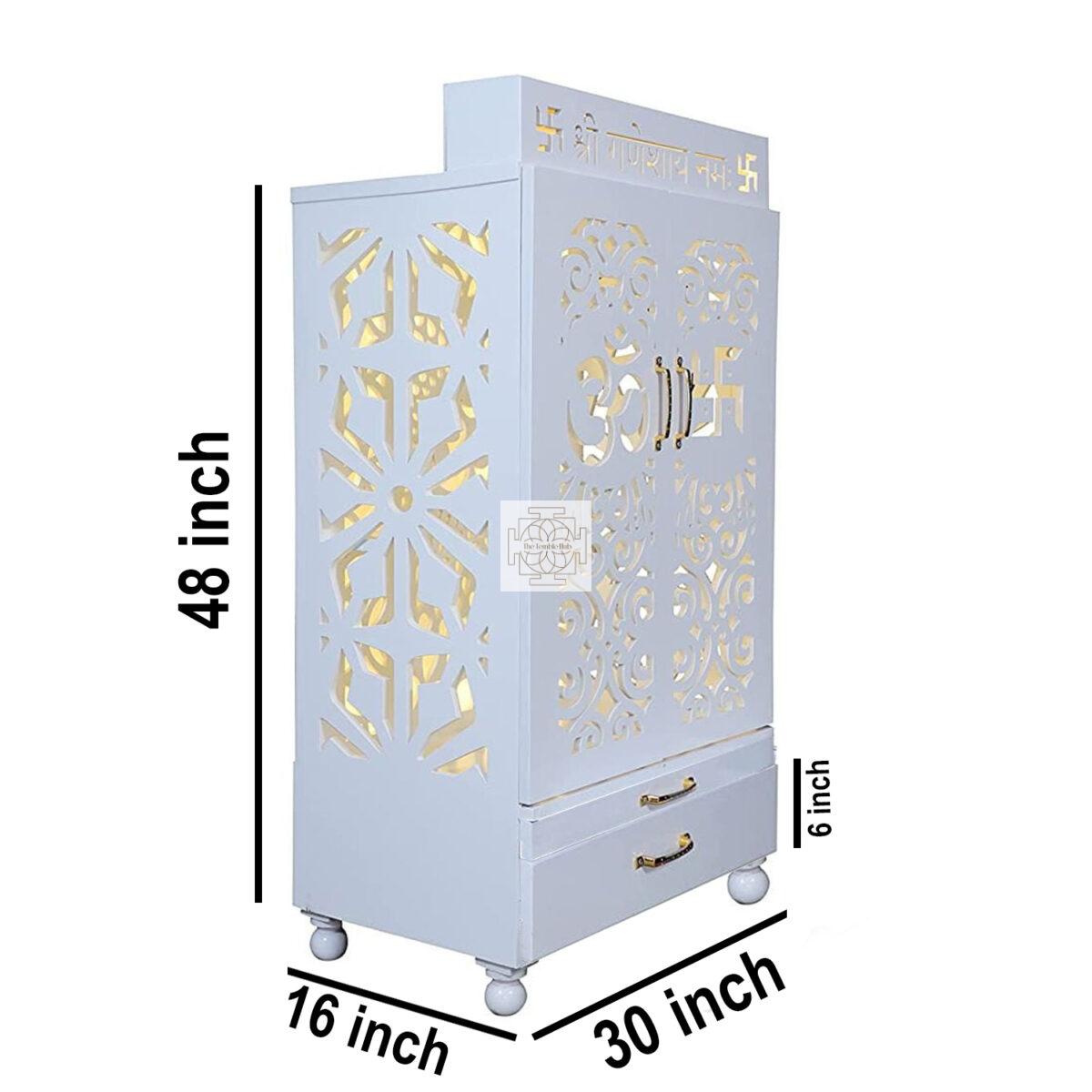 The Temple hub Wooden Temple | White Door Mandir With LED Light Puja Mandir For Home & Office Decor - Image 5