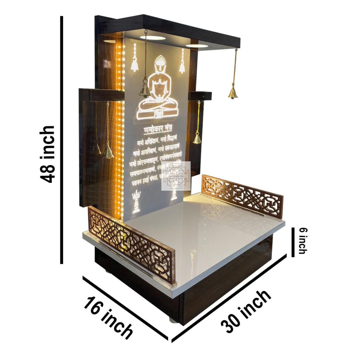 The Temple hub Wooden Temple | Brown Mandir With LED Light Puja Mandir For Home & Office Decor - Image 3
