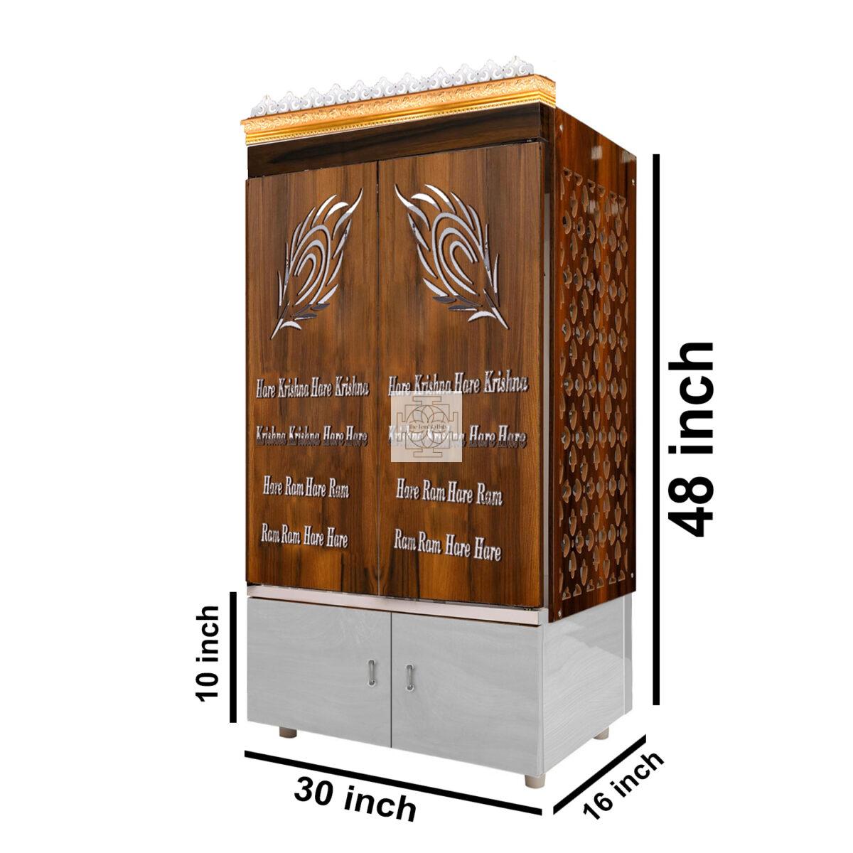 The Temple hub Wooden Temple | Brown Door Mandir With LED Light Puja Mandir For Home & Office Decor - Image 9