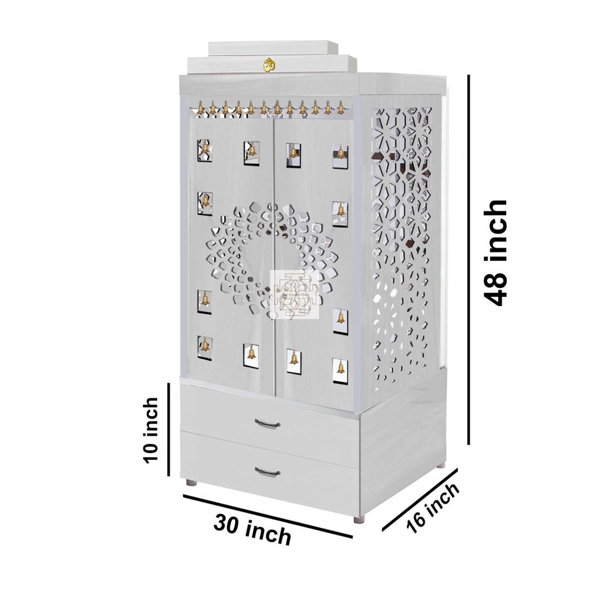 The Temple hub Wooden Temple | White Door Mandir With LED Light Puja Mandir For Home & Office Decor - Image 7
