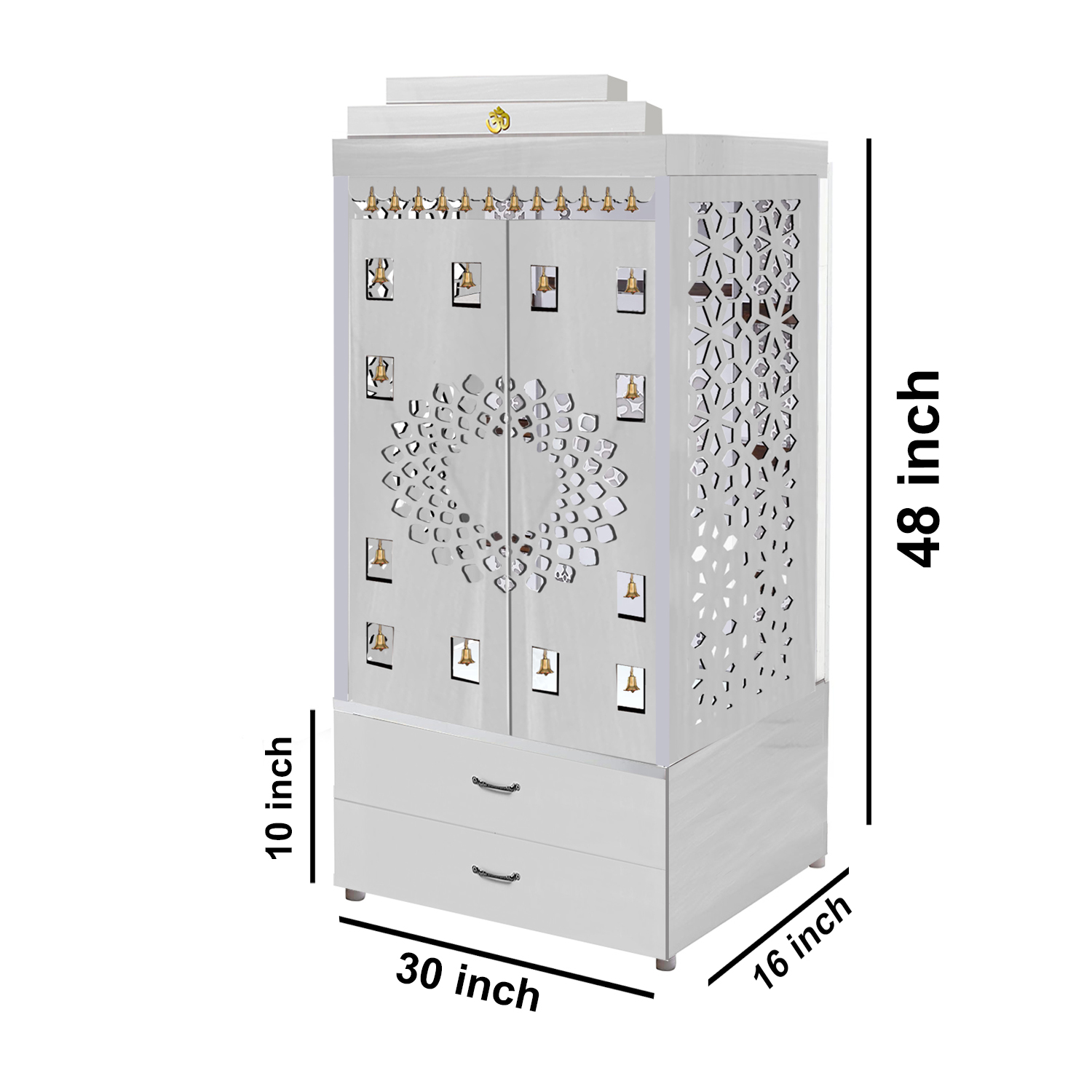 The Temple hub Wooden Temple | White Door Mandir With LED Light Puja Mandir For Home & Office Decor - Image 7