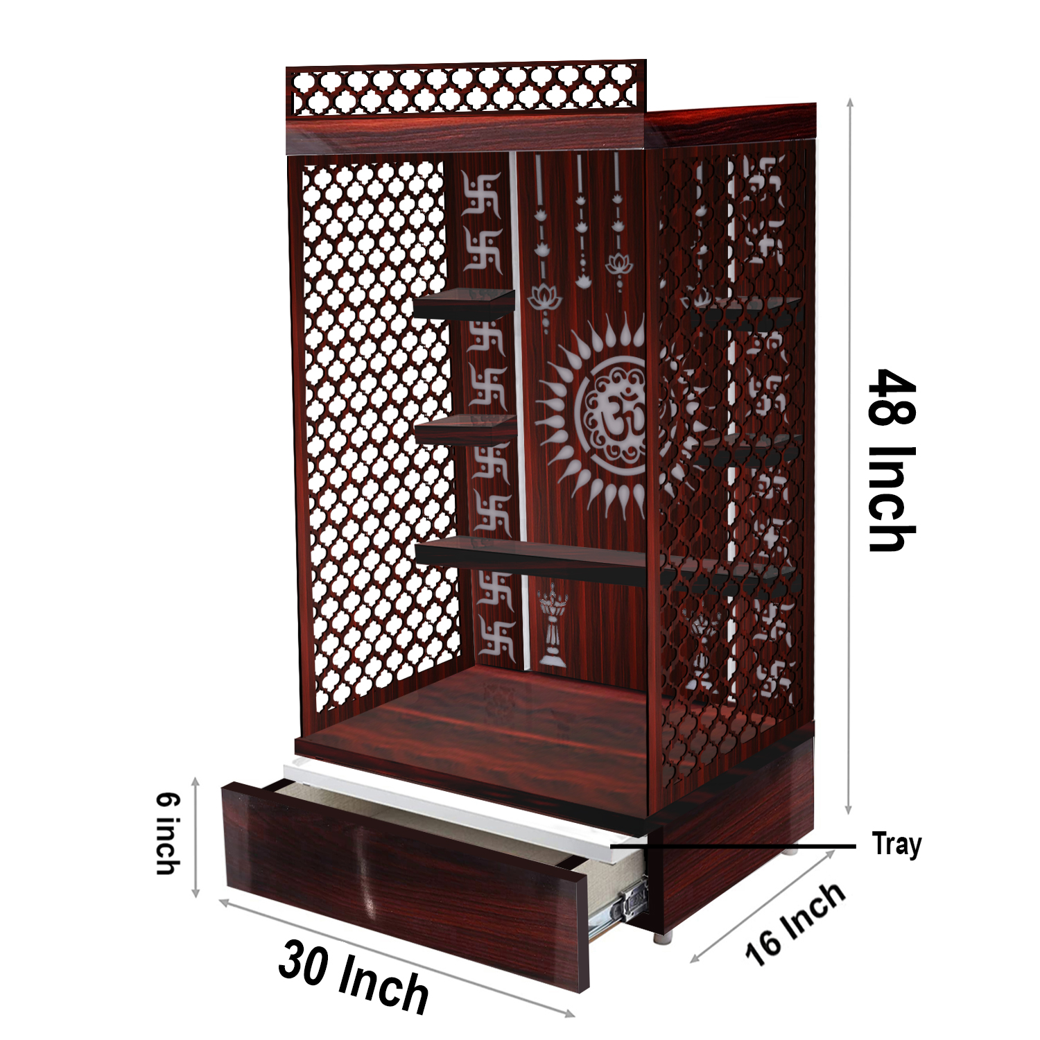 The Temple hub Wooden Temple |Brown Mandir With LED Light Puja Mandir For Home & Office Decor - Image 4