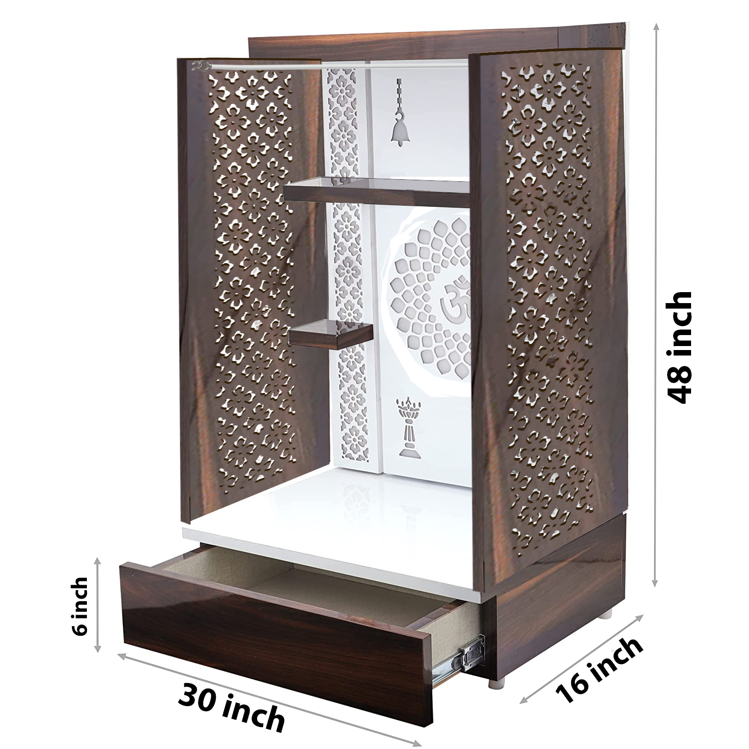 The Temple hub Wooden Temple |White Curtain Mandir With LED Light Puja Mandir For Home & Office Decor - Image 7