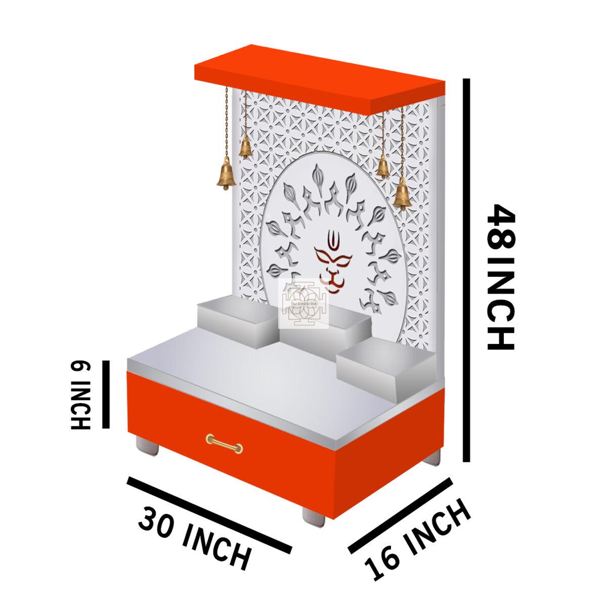 The Temple hub Wooden Temple | Orange Mandir With LED Light Puja Mandir For Home & Office Decor - Image 5