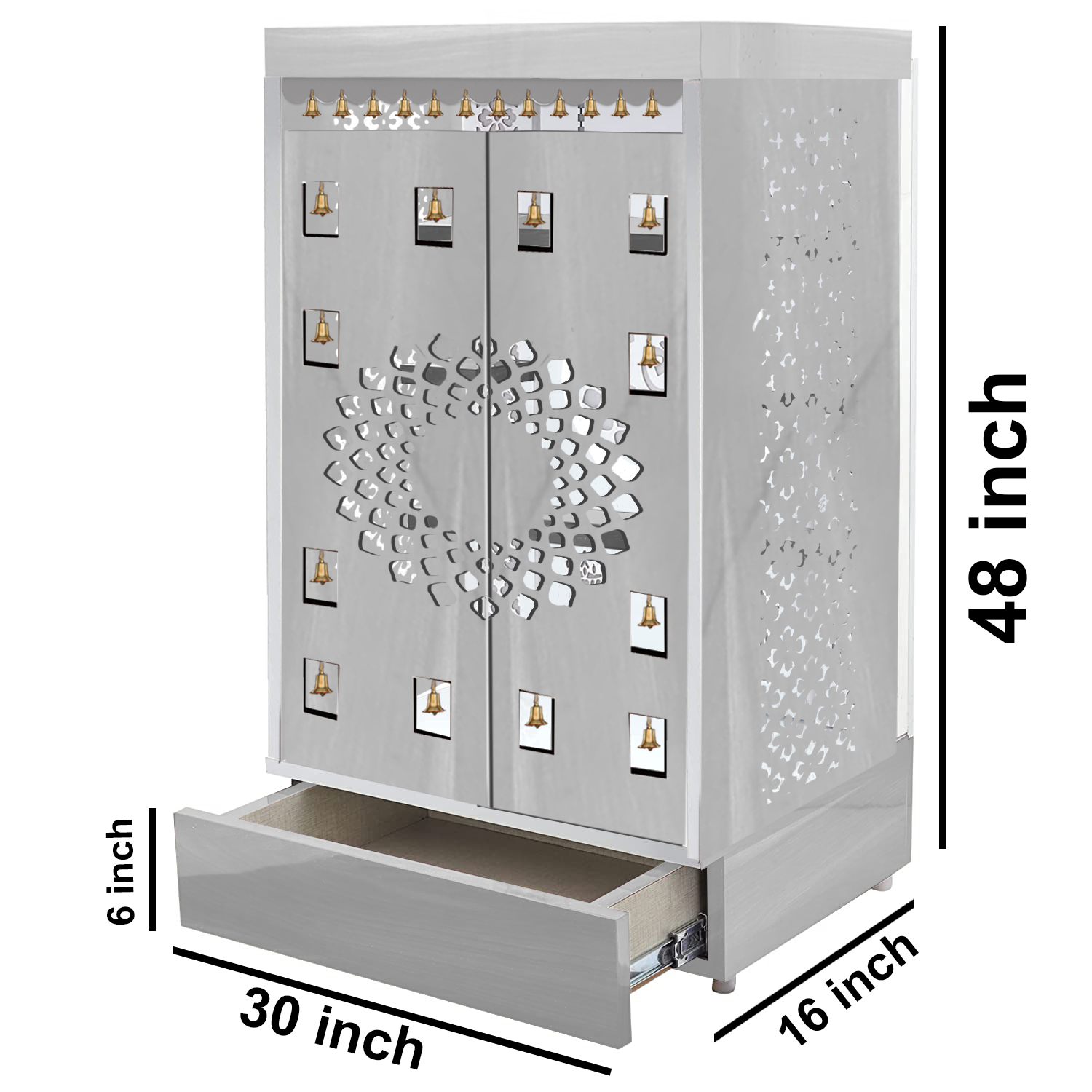 The Temple hub Wooden Temple | White Door Mandir With LED Light Puja Mandir For Home & Office Decor - Image 5