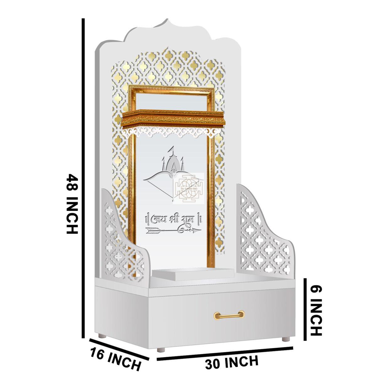 The Temple hub Wooden Temple | White Mandir With LED Light Puja Mandir For Home & Office Decor - Image 6