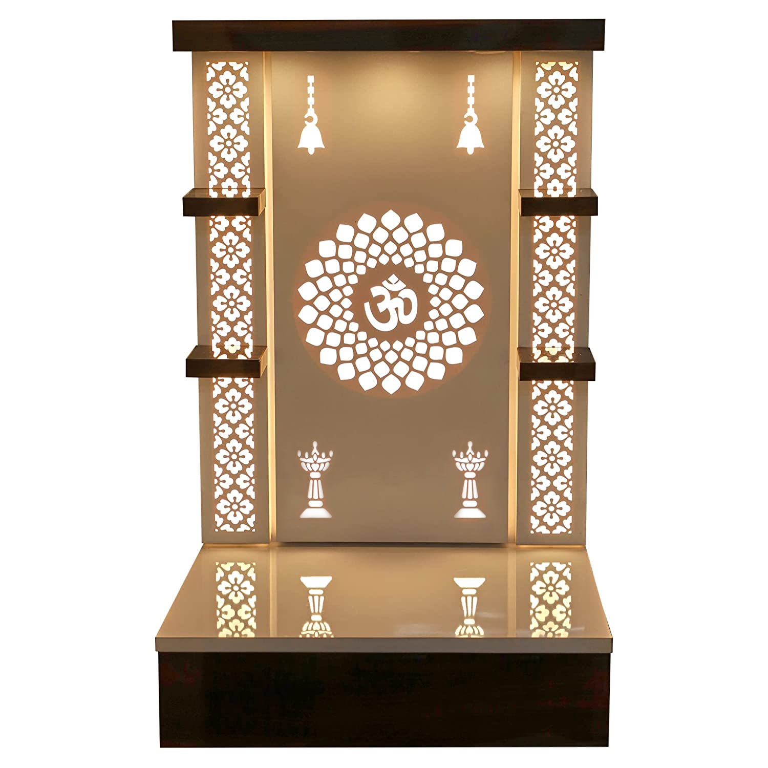 The Temple hub Wooden Temple | White Mandir With LED Light Puja Mandir For Home & Office Decor - Image 3