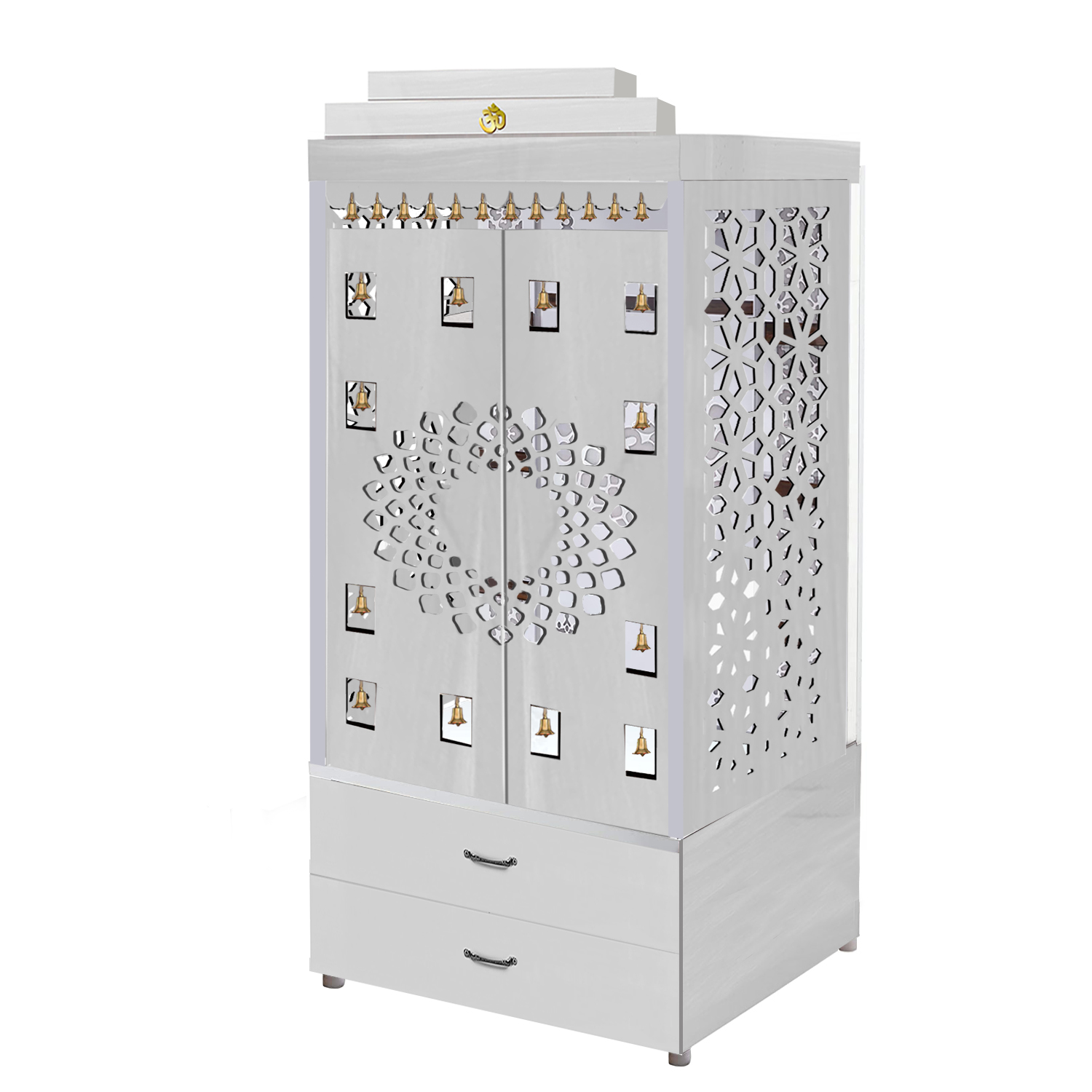 The Temple hub Wooden Temple | White Door Mandir With LED Light Puja Mandir For Home & Office Decor - Image 2