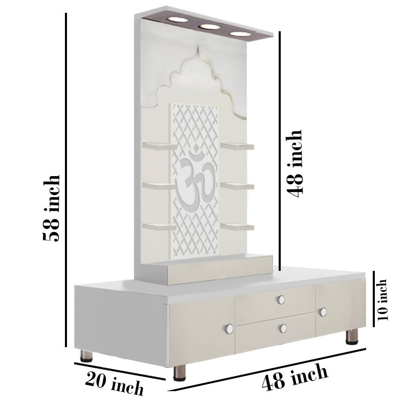 The Temple hub Wooden Temple | White Mandir With LED Light Puja Mandir For Home & Office Decor (Copy) - Image 7