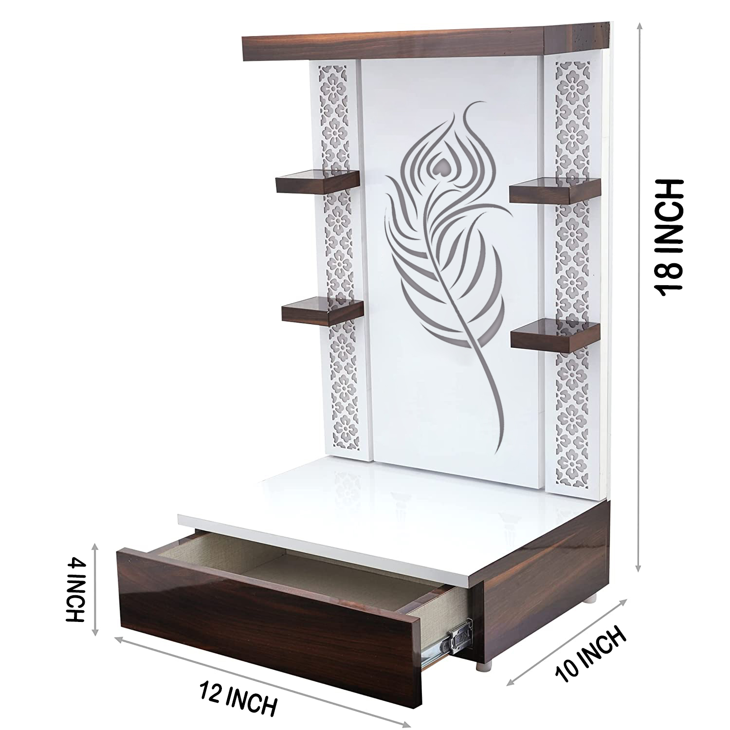 The Temple hub Wooden Temple | White Mandir With LED Light Puja Mandir For Home & Office Decor - Image 2