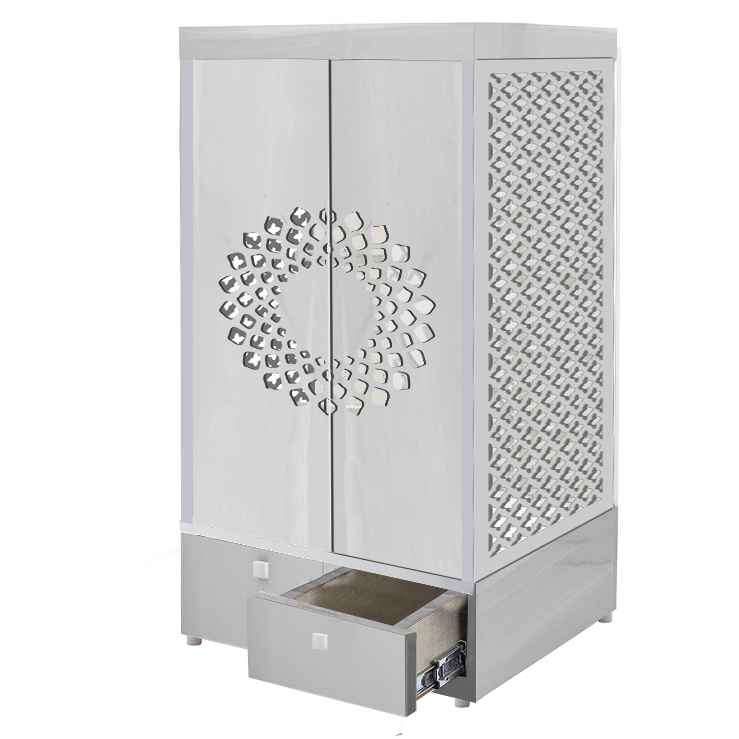 The Temple hub Wooden Temple | White Door Mandir With LED Light Puja Mandir For Home & Office Decor - Image 2