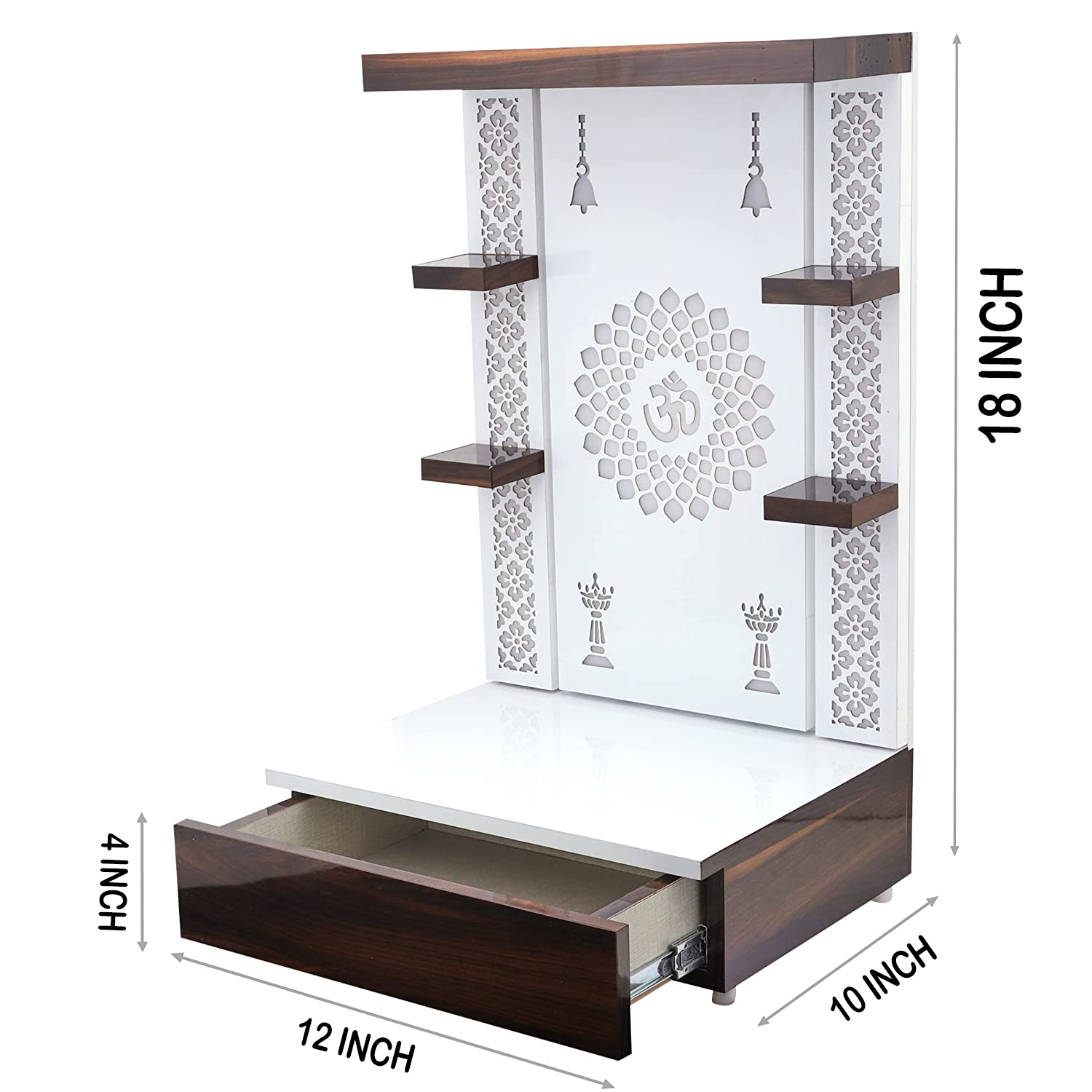 The Temple hub Wooden Temple | White Mandir With LED Light Puja Mandir For Home & Office Decor - Image 5