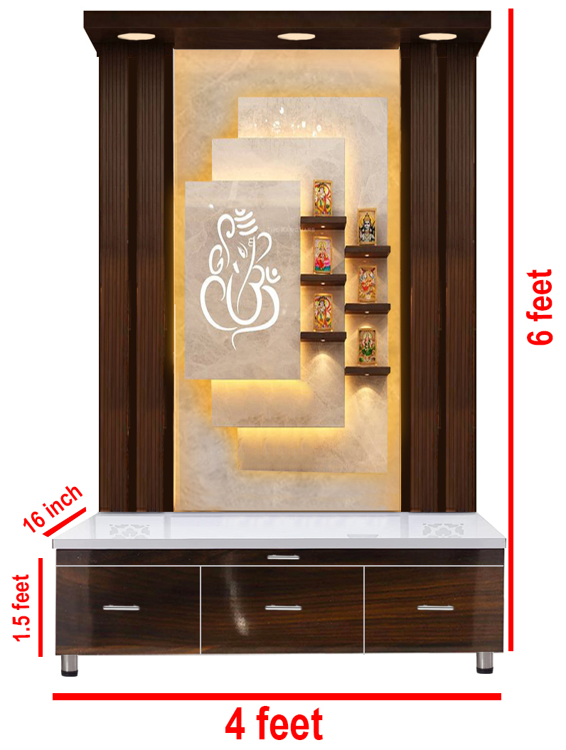 The Temple hub Wooden 3D Frame Temple | White Mandir With LED Light Puja Mandir For Home & Office Decor - Image 6