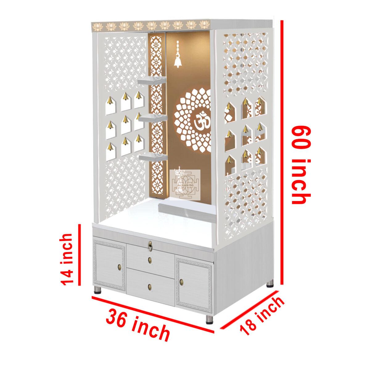 The Temple hub Wooden Temple | White Mandir With LED Light Puja Mandir For Home & Office Decor - Image 4