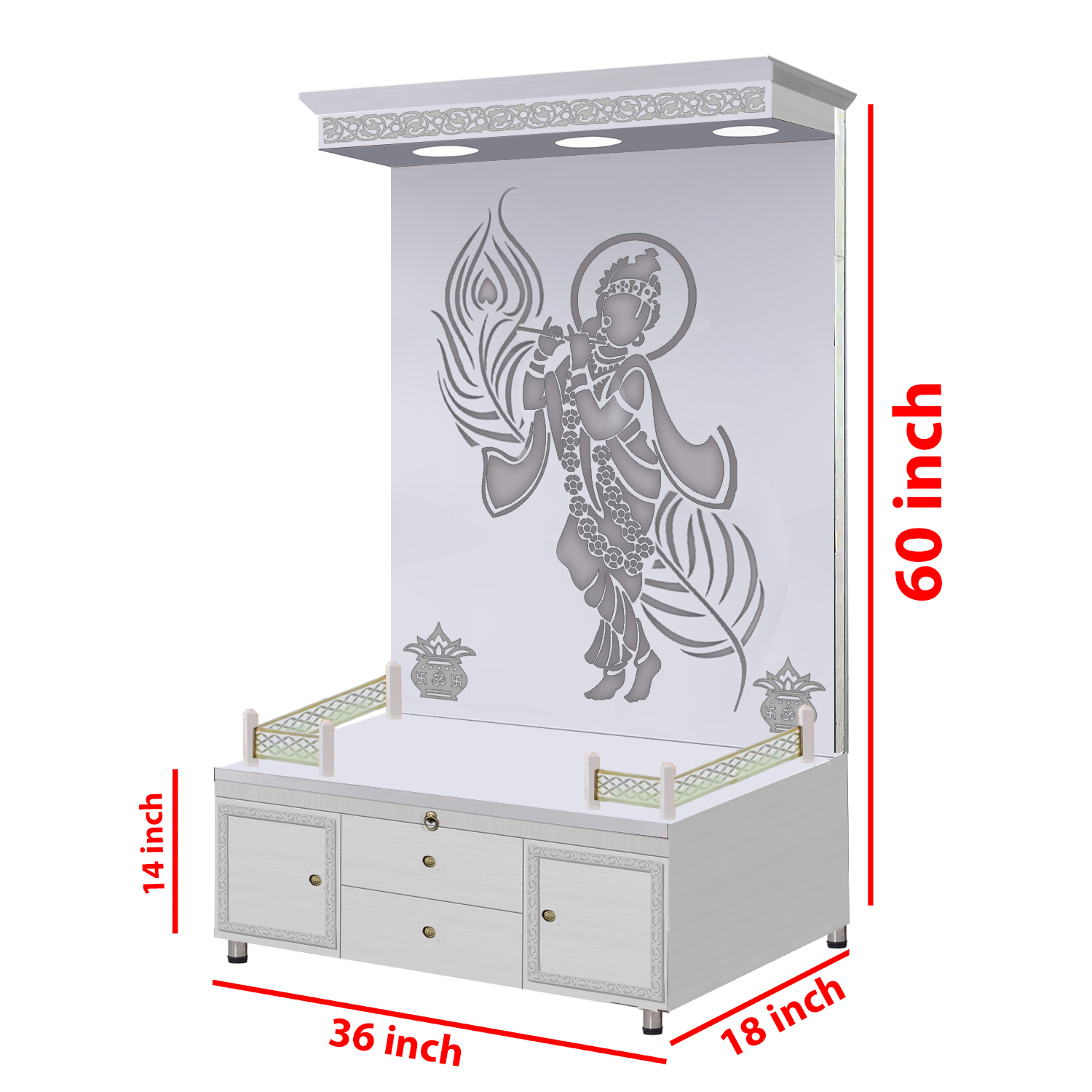 The Temple hub Wooden Temple |White Mandir With LED Light Puja Mandir For Home & Office Decor - Image 3