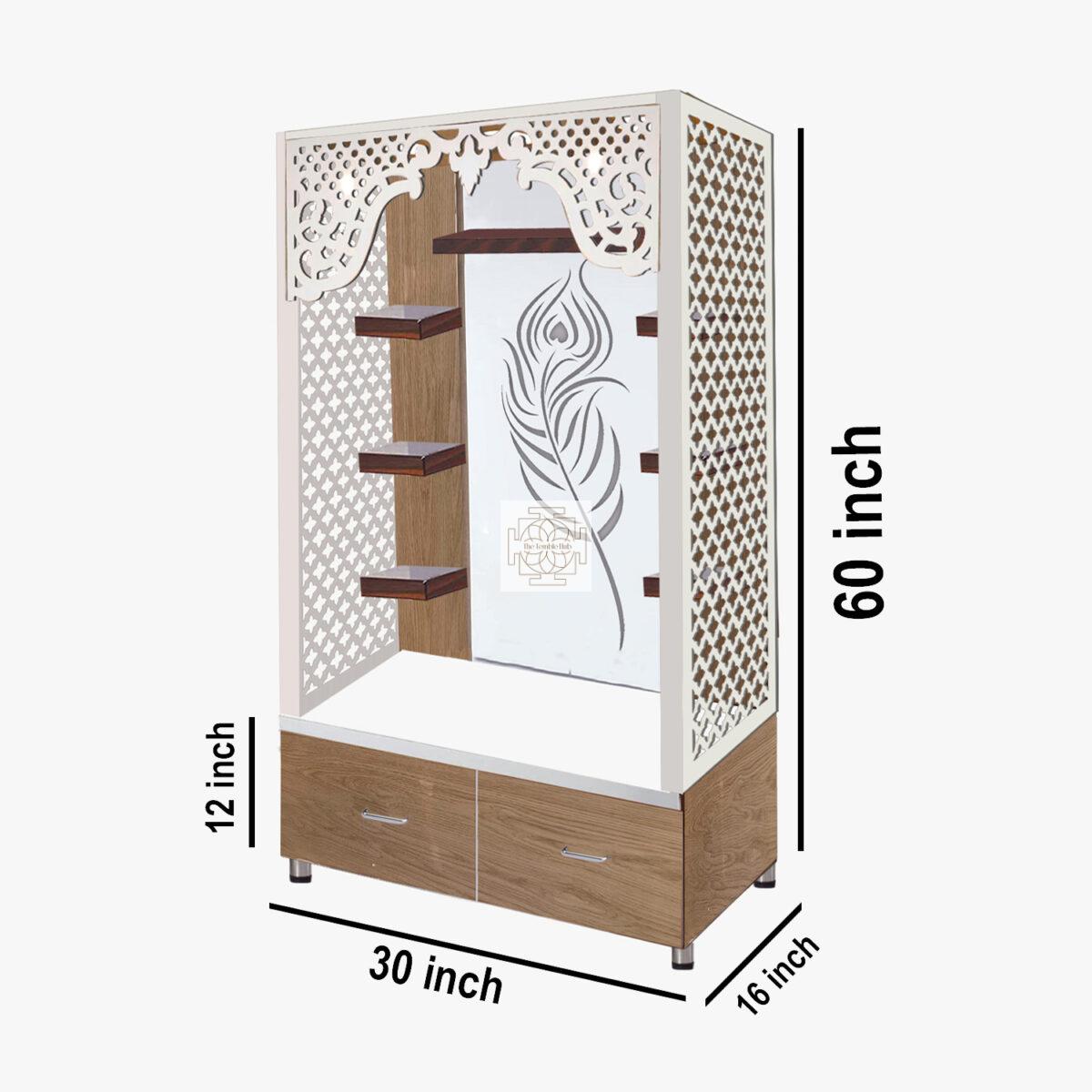 The Temple hub Wooden Temple | Beige Mandir With LED Light Puja Mandir For Home & Office Decor - Image 5