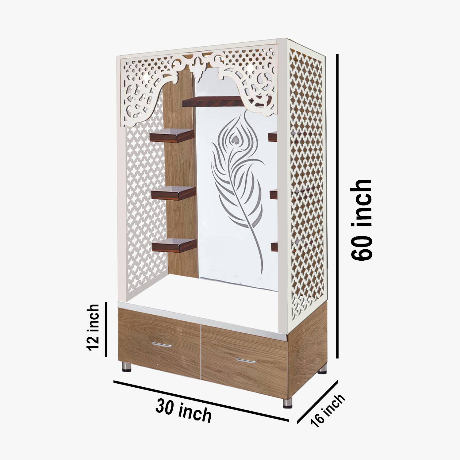 The Temple hub Wooden Temple | Beige Mandir With LED Light Puja Mandir For Home & Office Decor - Image 5