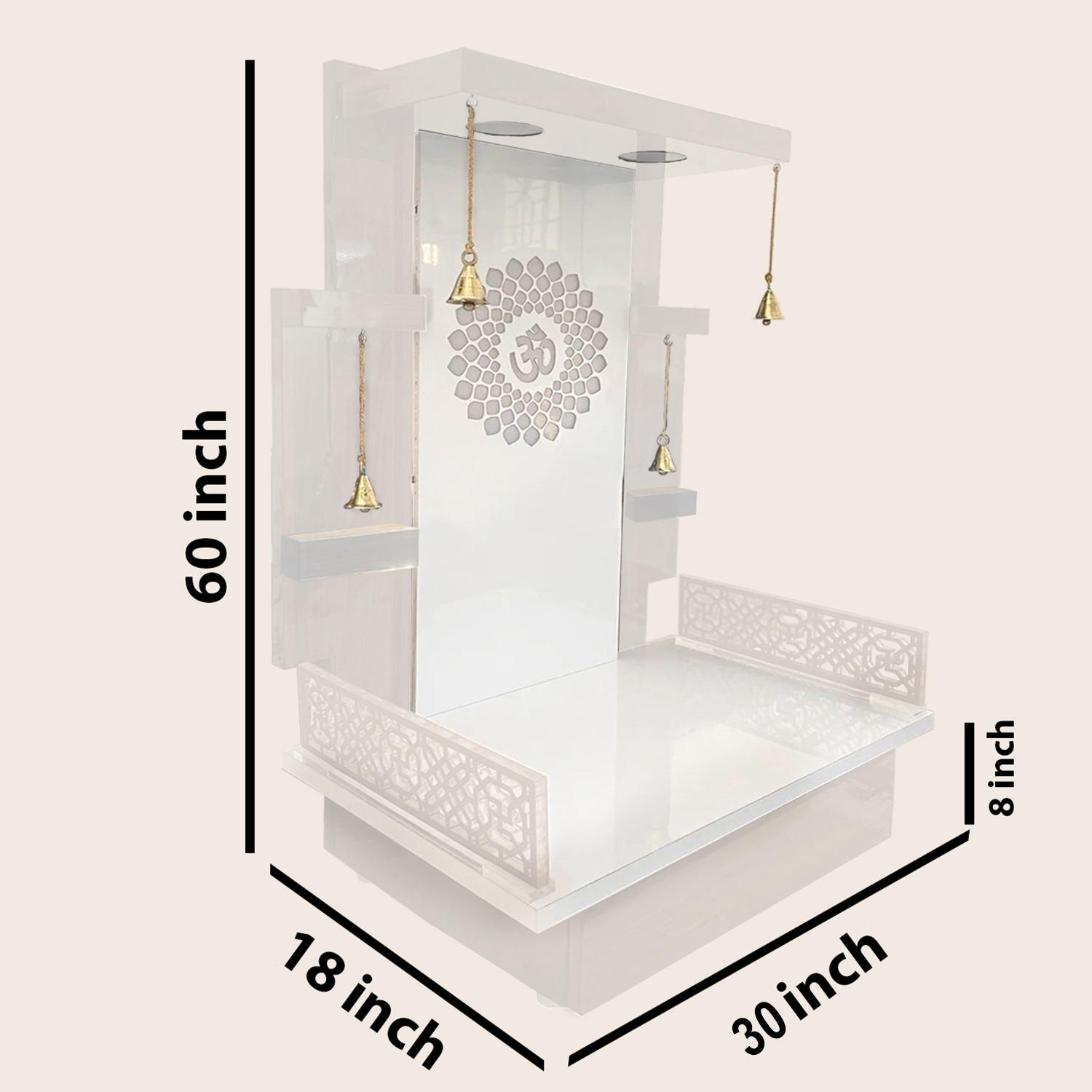 The Temple hub Wooden Temple | White Mandir With LED Light Puja Mandir For Home & Office Decor - Image 6
