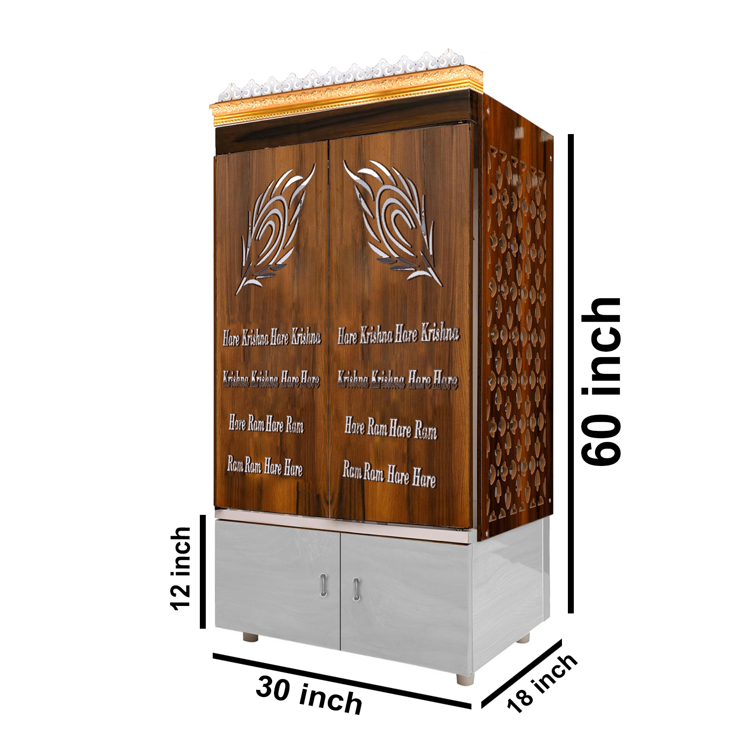 The Temple hub Wooden Temple | Brown Door Mandir With LED Light Puja Mandir For Home & Office Decor - Image 10