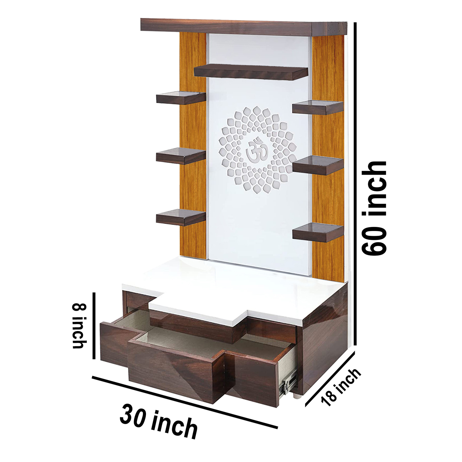 The Temple hub Wooden Temple | Brown Mandir With LED Light Puja Mandir For Home & Office Decor - Image 5