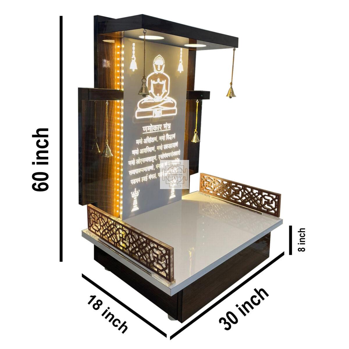 The Temple hub Wooden Temple | Brown Mandir With LED Light Puja Mandir For Home & Office Decor - Image 4