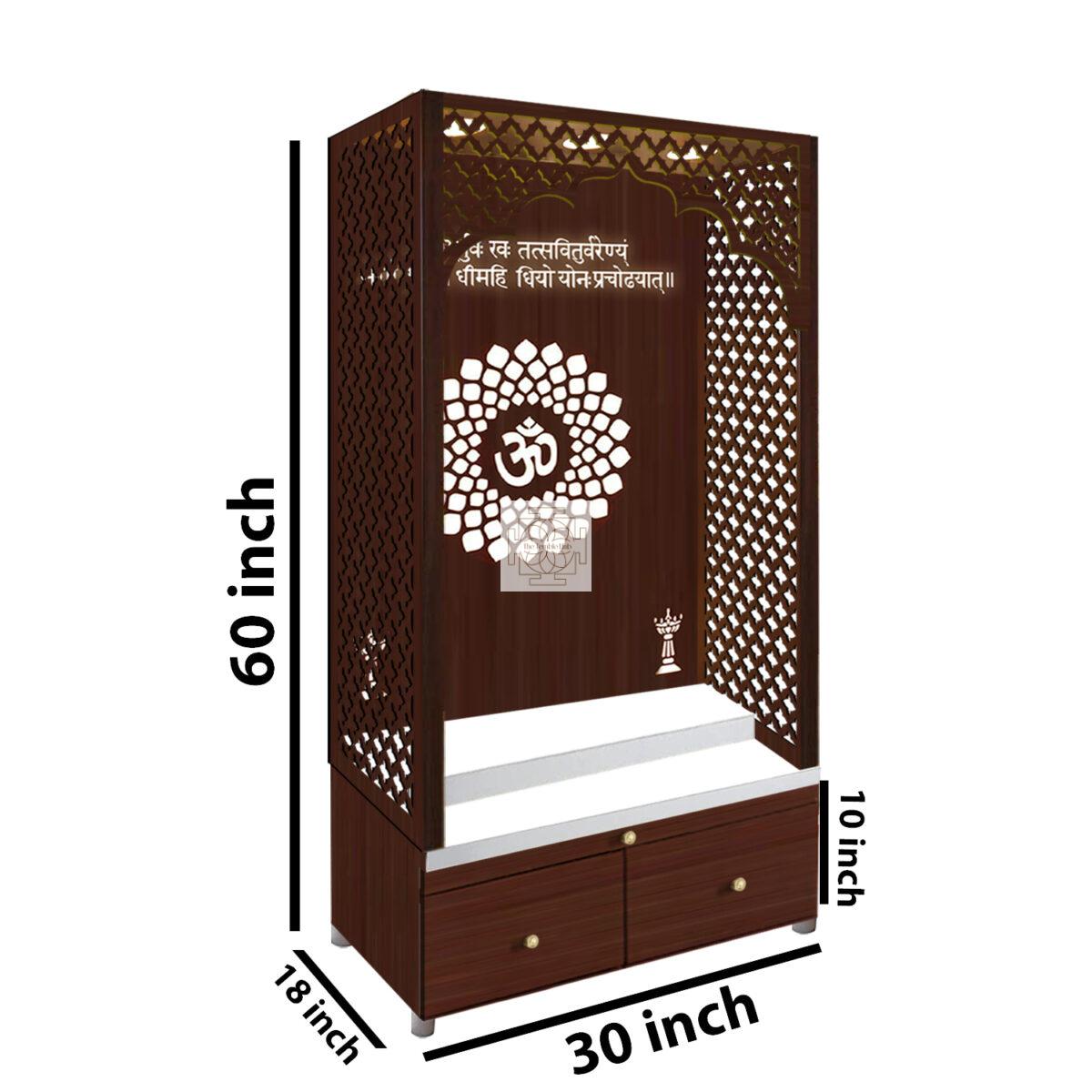 The Temple hub Wooden Temple | Brown Mandir With LED Light Puja Mandir For Home & Office Decor - Image 5