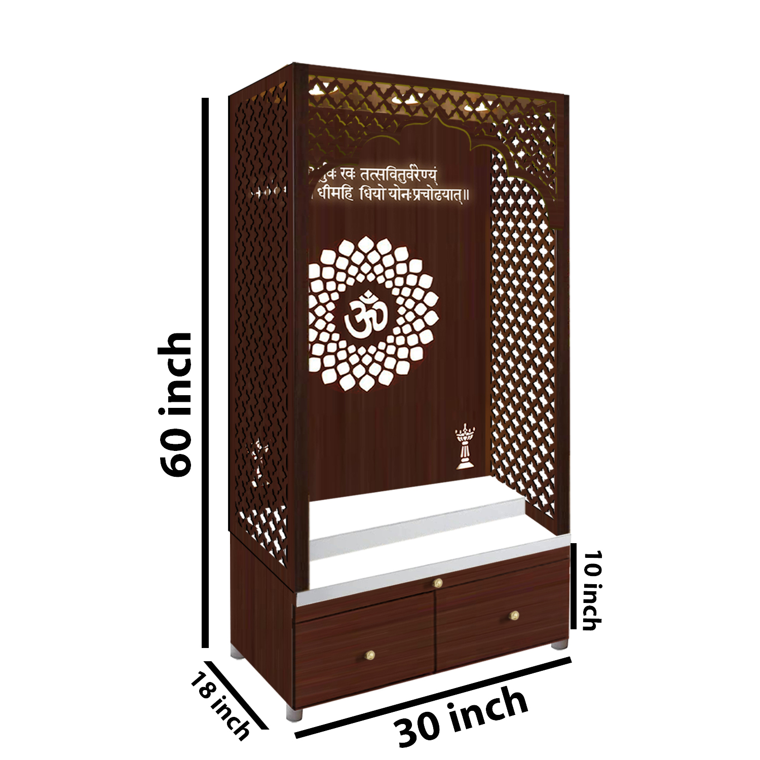 The Temple hub Wooden Temple | Brown Mandir With LED Light Puja Mandir For Home & Office Decor - Image 5