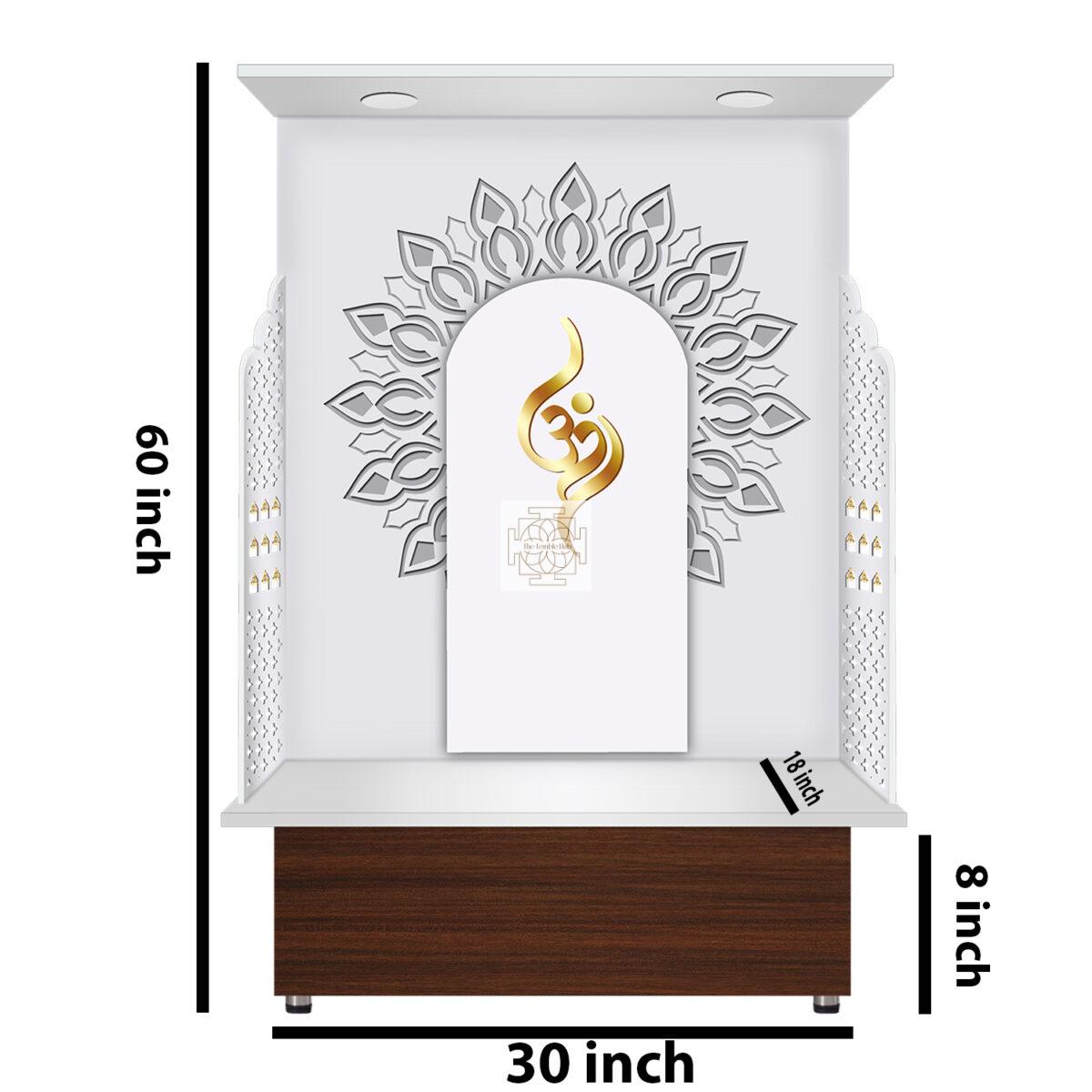 The Temple hub Wooden Temple | White Mandir With LED Light Puja Mandir For Home & Office Decor - Image 7