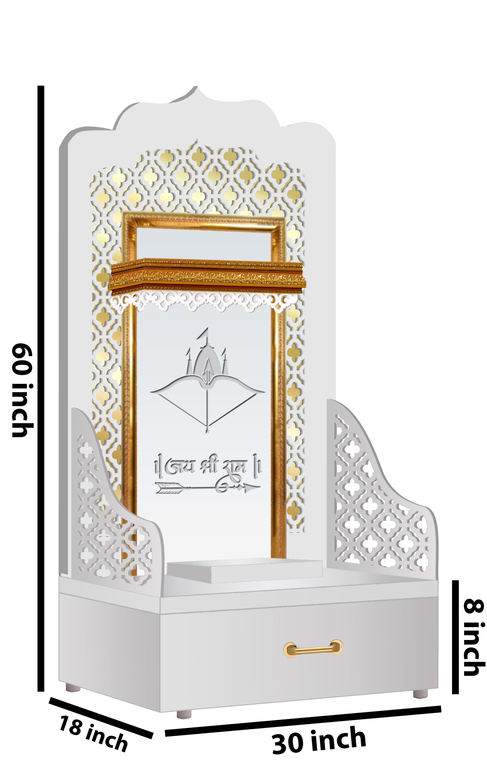 The Temple hub Wooden Temple | White Mandir With LED Light Puja Mandir For Home & Office Decor - Image 7