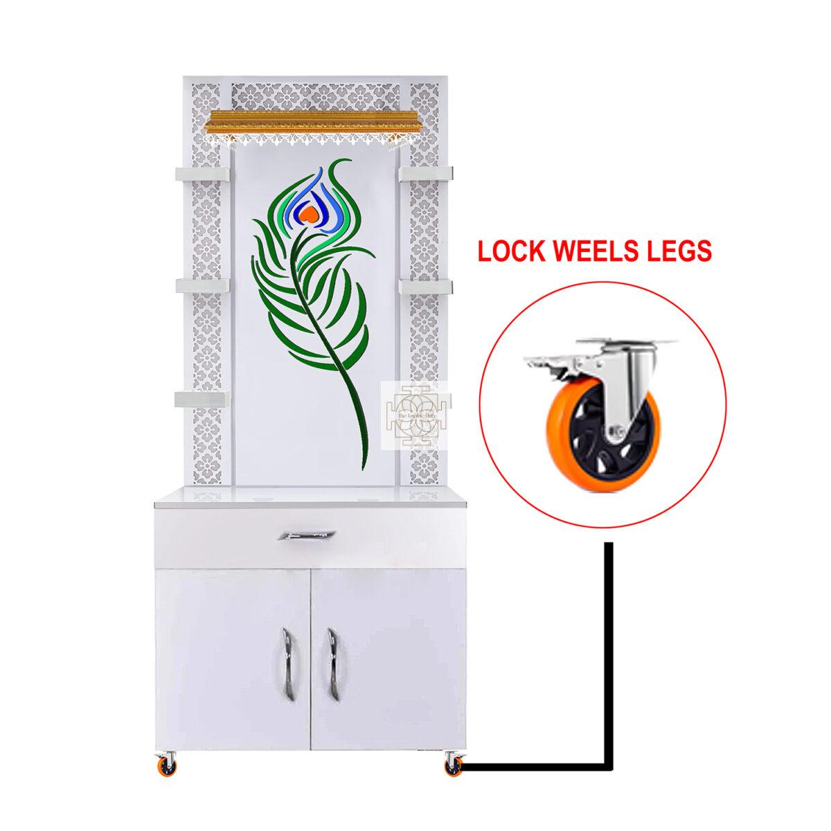 The Temple hub Wooden Temple | White Mandir With LED Light Puja Mandir For Home & Office Decor - Image 5