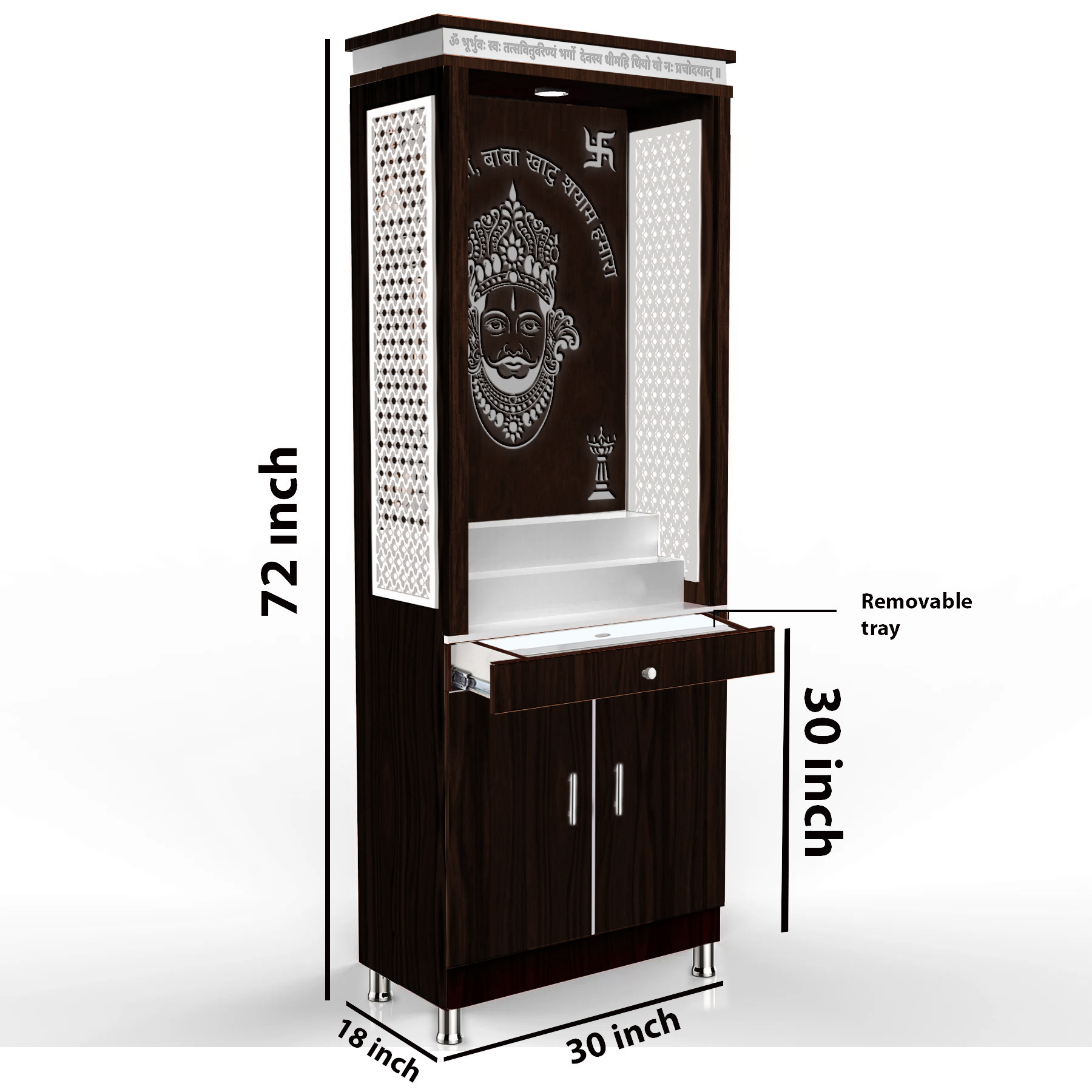 The Temple hub Wooden Temple | Brown Mandir With LED Light Puja Mandir For Home & Office Decor (Copy) - Image 8