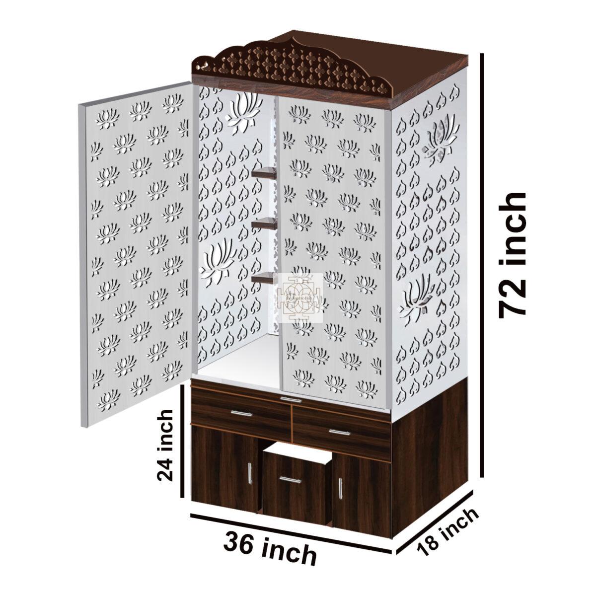 The Temple hub Wooden Temple | Brown Door Mandir With LED Light Puja Mandir For Home & Office Decor - Image 7