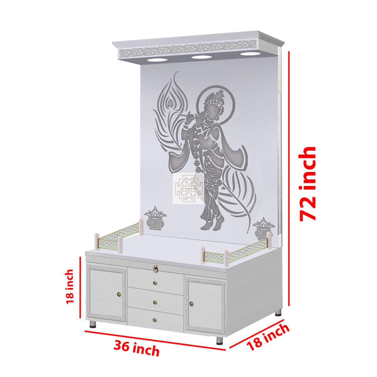 The Temple hub Wooden Temple |White  Mandir With LED Light Puja Mandir For Home & Office Decor - Image 4